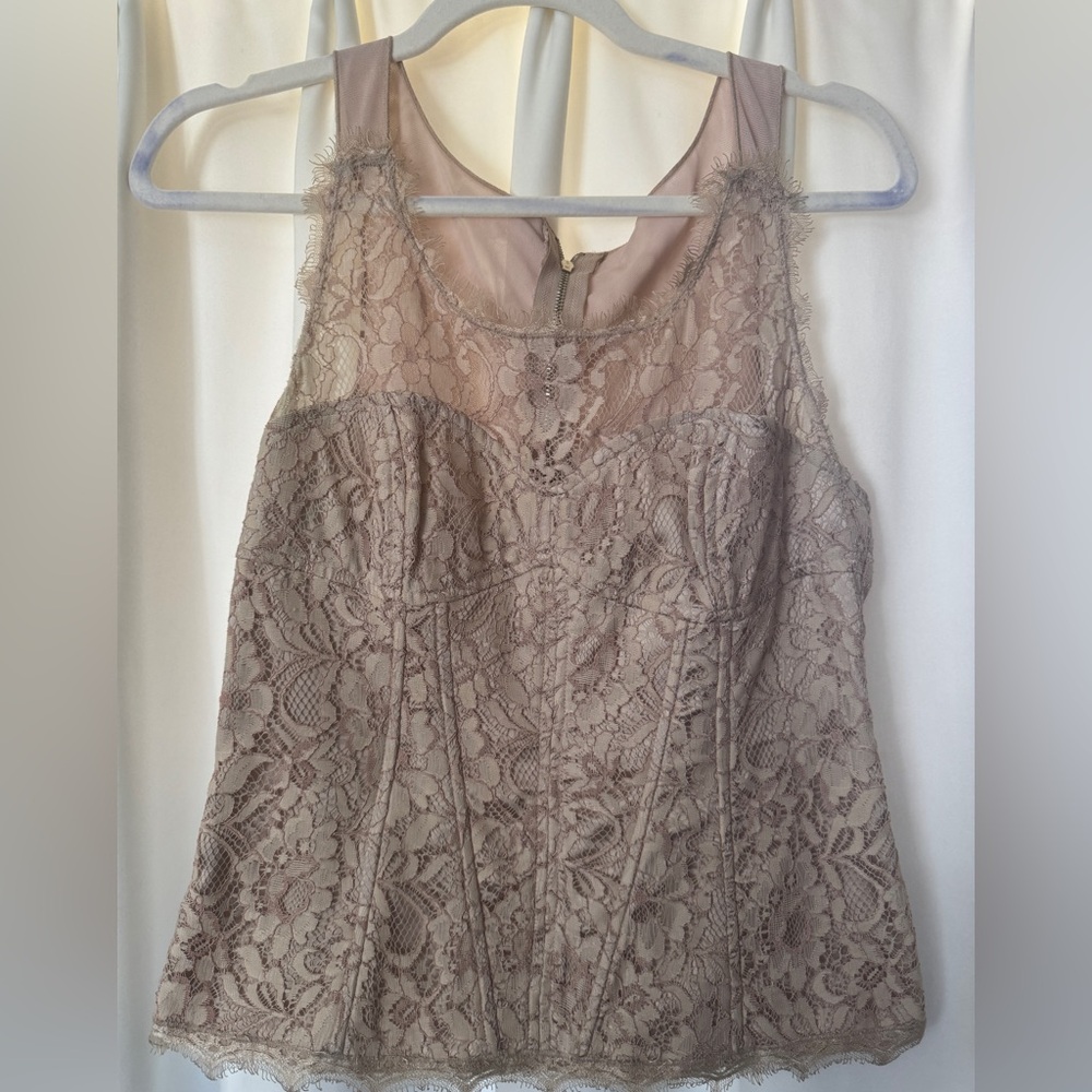 Guess by Marciano Lace Tank Top in Taupe